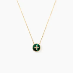 Histoire d'Or Collier Talisman Or Jaune Malachite Diamant Outlet