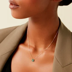 Histoire d'Or Collier Talisman Or Jaune Malachite Diamant Outlet