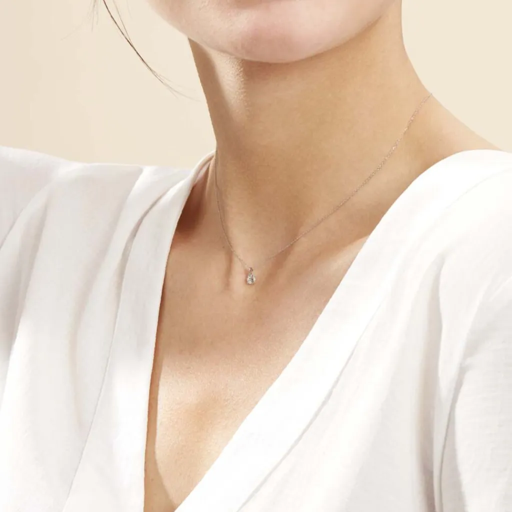 Histoire d'Or Collier Vrille Accompagnee or blanc diamant