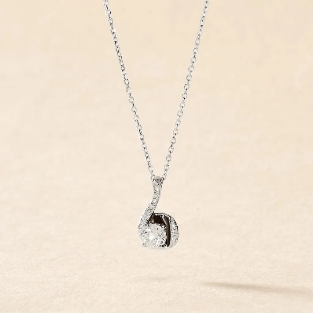 Histoire d'Or Collier Vrille Accompagnee or blanc diamant Discount
