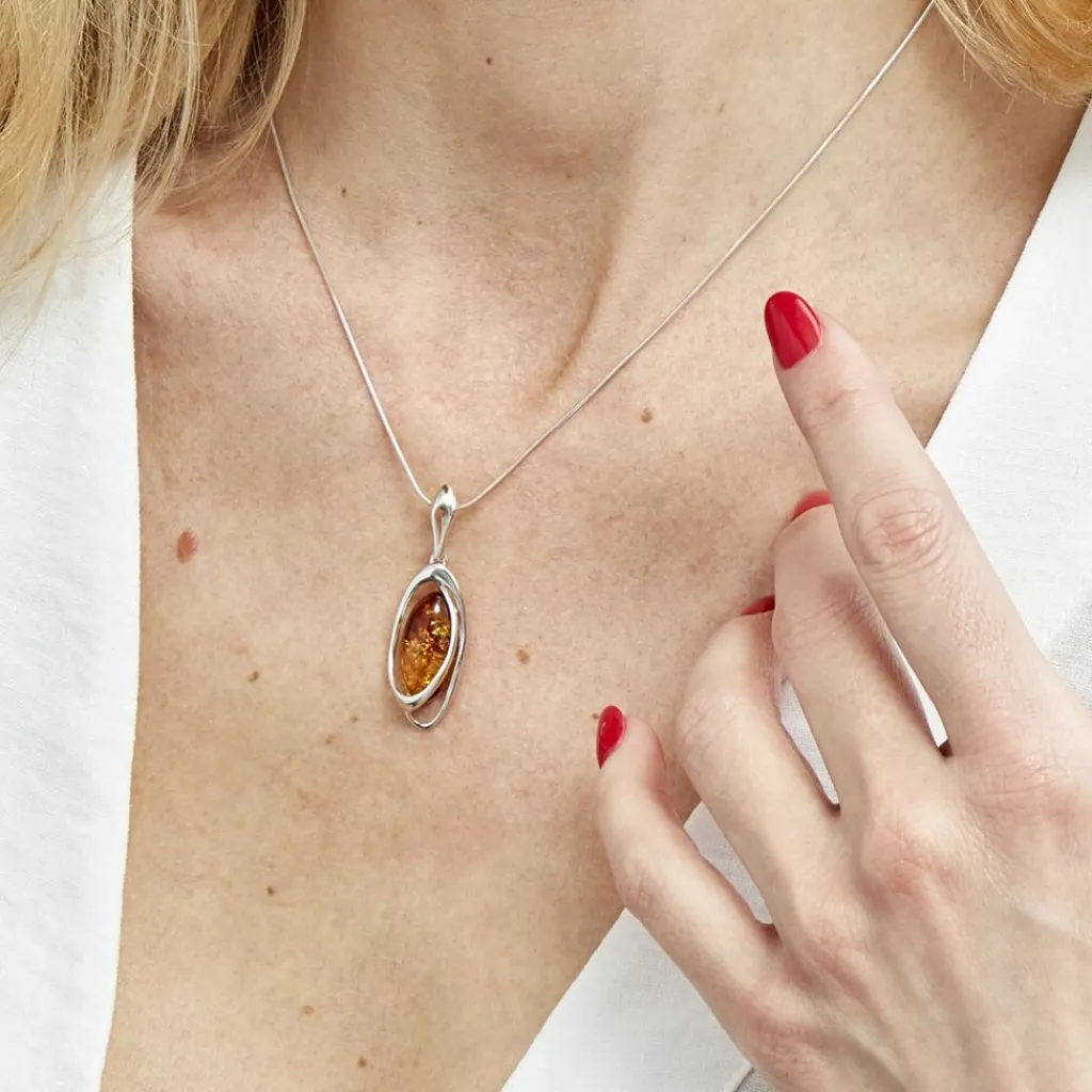 Histoire d'Or Collier Wahiba Argent Blanc Ambre Outlet