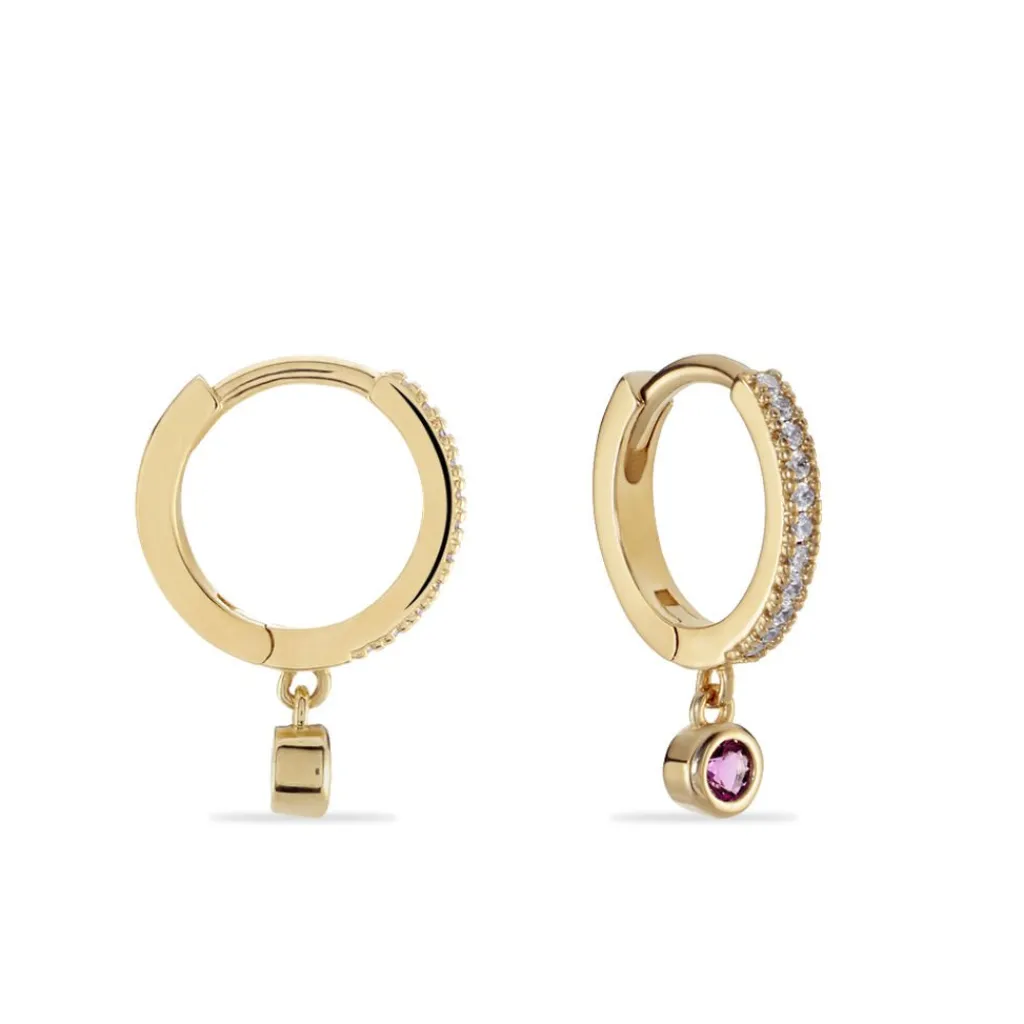 Histoire d'Or Creoles Dili Plaqué Or Pierres plaqué or jaune pierre rouge Clearance