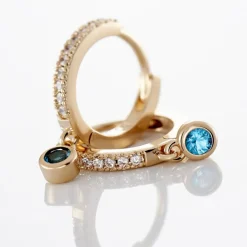 Histoire d'Or Creoles Dili Plaqué Or Pierres plaqué or jaune pierre bleu Clearance