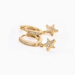 Histoire d'Or Creoles Plaqué Or Jenny Oxydes Etoiles Outlet