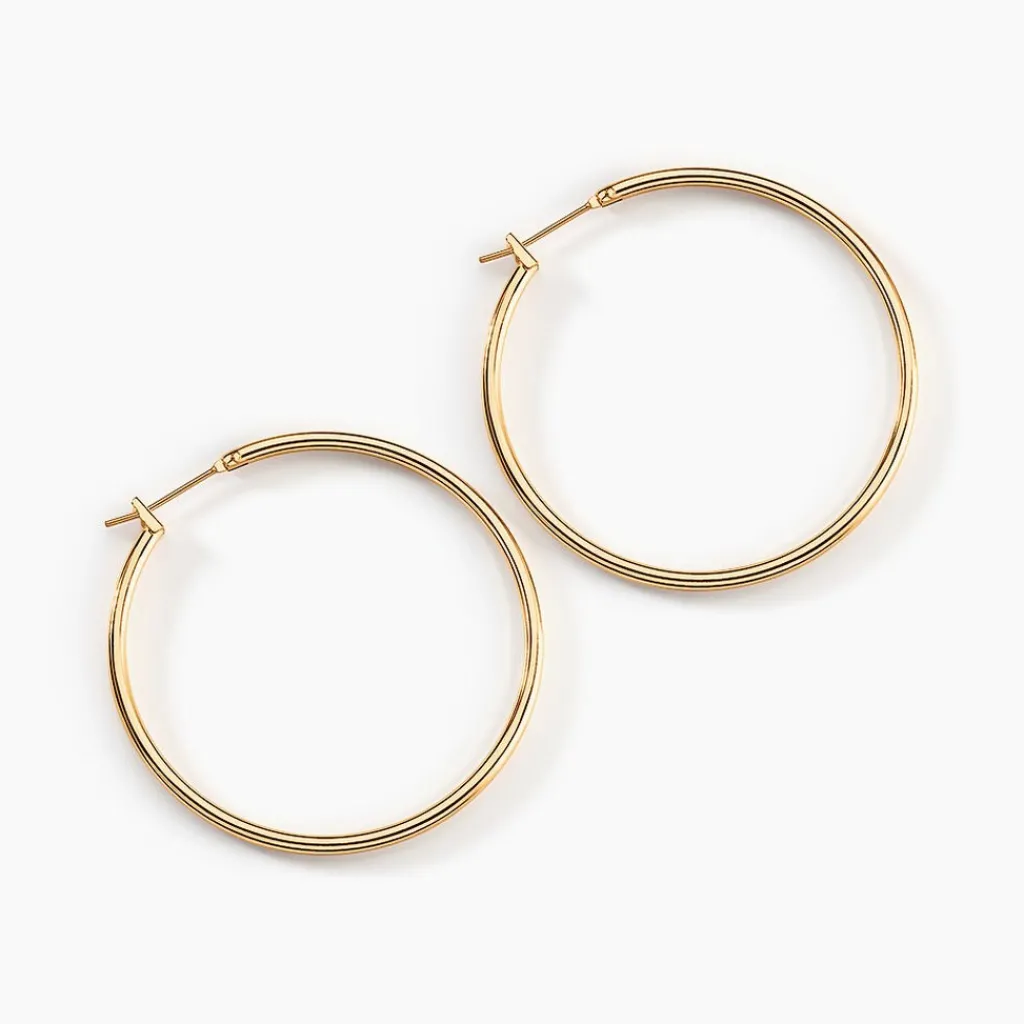 Histoire d'Or Créoles Ada Lisse Plaqué Or Jaune Clearance