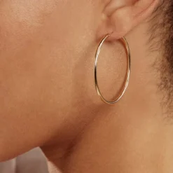 Histoire d'Or Créoles Ada Lisse Plaqué Or Jaune Clearance