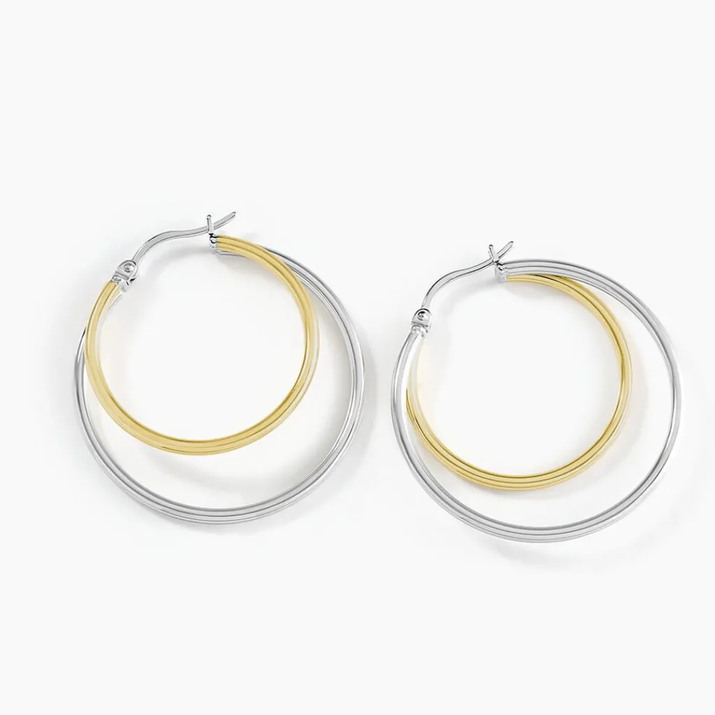 Histoire d'Or Créoles Adisson Acier Bicolore