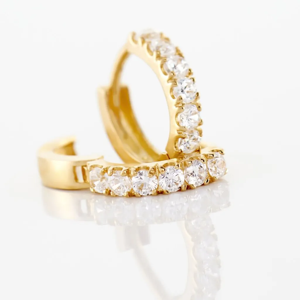 Histoire d'Or Créoles Andgelina Rondes De Zirconium or jaune oxyde Discount