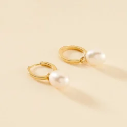 Histoire d'Or Créoles Anes Poire Or Jaune Perle De Culture Et Oxyde De Zirconium Discount