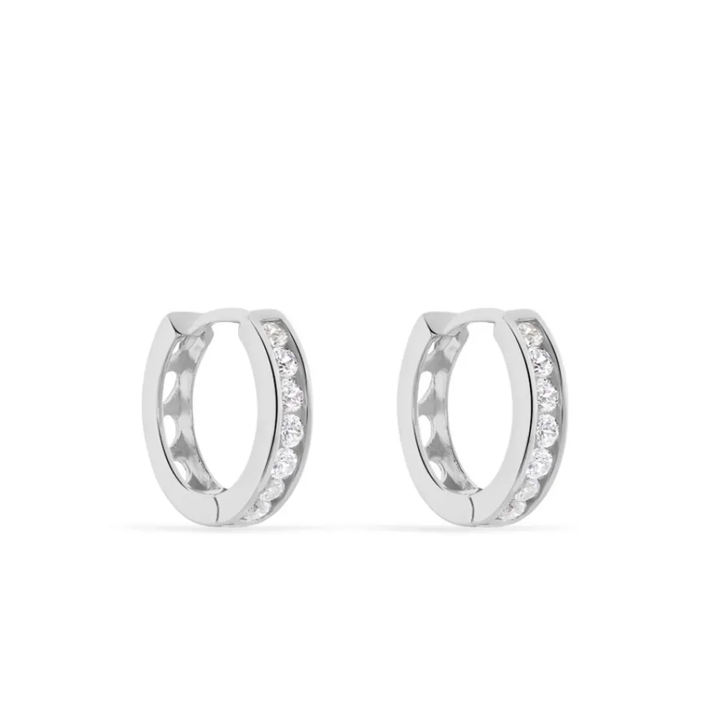Histoire d'Or Créoles Anne-sixtine Argent Blanc Oxyde De Zirconium Outlet