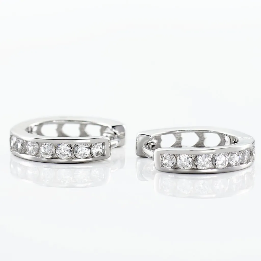 Histoire d'Or Créoles Anne-sixtine Argent Blanc Oxyde De Zirconium Outlet