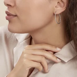 Histoire d'Or Créoles Argent Blanc Abie Sale