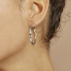 Histoire d'Or Créoles Argent Blanc Diane Outlet