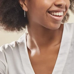 Histoire d'Or Créoles Argent Blanc Ibai Oxydes De Zirconium Sale