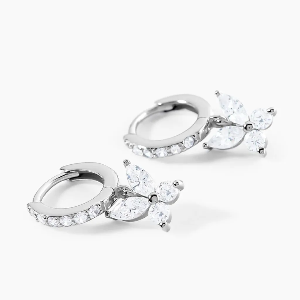 Histoire d'Or Créoles Argent Blanc Karitate Oxydes De Zirconium Discount