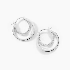 Histoire d'Or Créoles Argent Blanc Linnette Oxydes De Zirconium Outlet