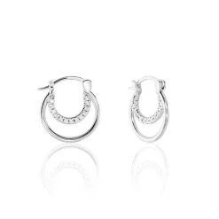 Histoire d'Or Créoles Argent Blanc Linnette Oxydes De Zirconium Hot