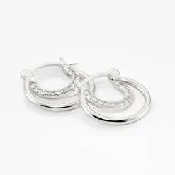 Histoire d'Or Créoles Argent Blanc Linnette Oxydes De Zirconium Hot