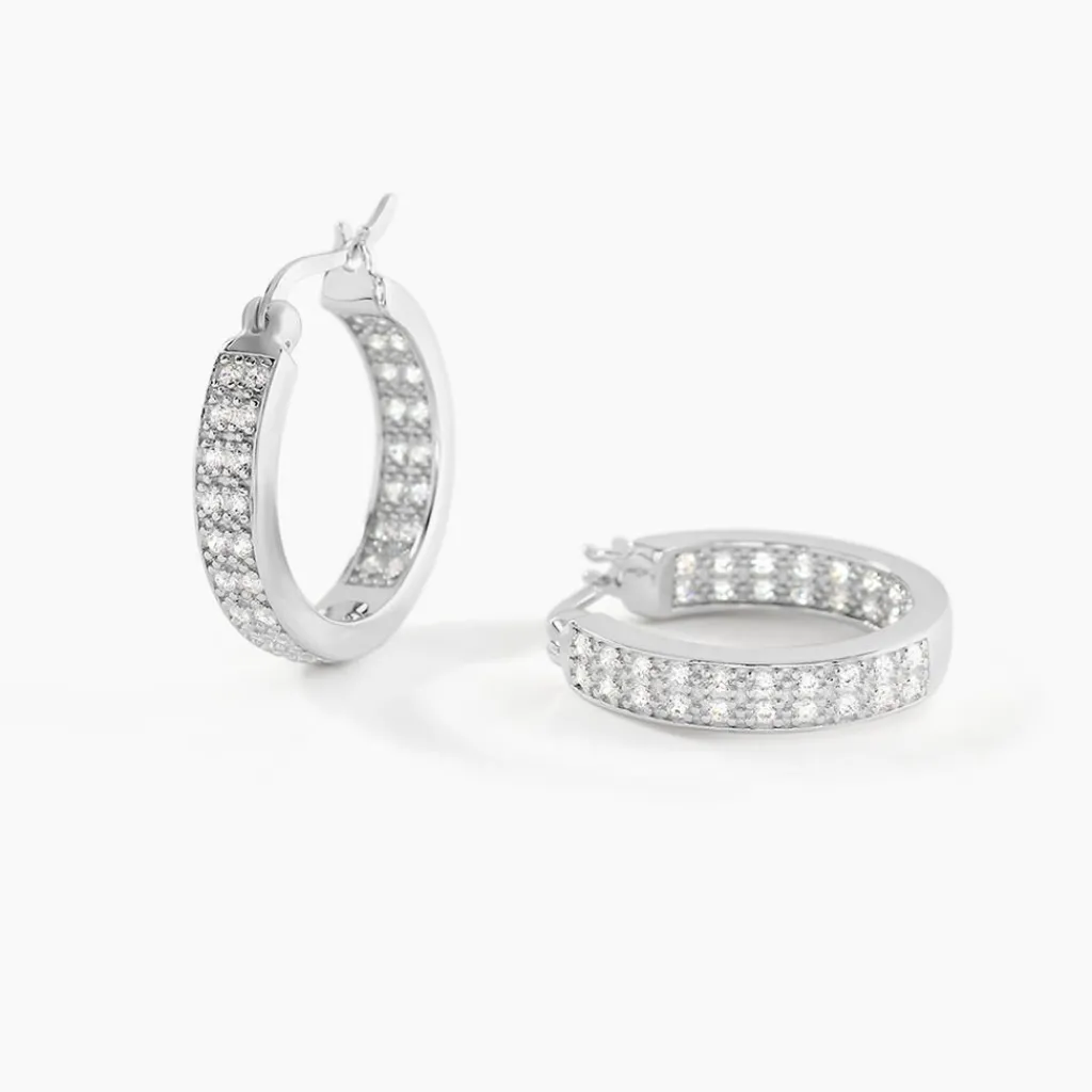 Histoire d'Or Créoles Argent Blanc Menelas Oxydes De Zirconium Discount