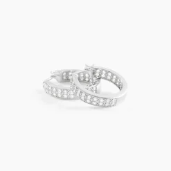 Histoire d'Or Créoles Argent Blanc Menelas Oxydes De Zirconium Discount