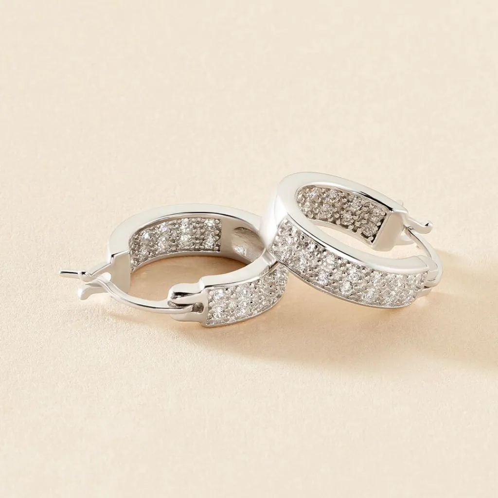 Histoire d'Or Créoles Argent Blanc Menelas Oxydes De Zirconium Discount