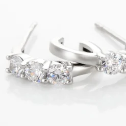 Histoire d'Or Créoles Argent Blanc Rosaure Oxydes De Zirconium Clearance