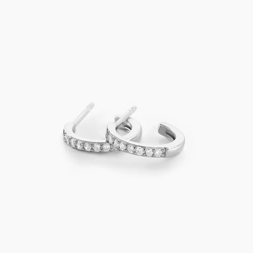 Histoire d'Or Créoles Argent Blanc Roshan Oxydes De Zirconium Outlet