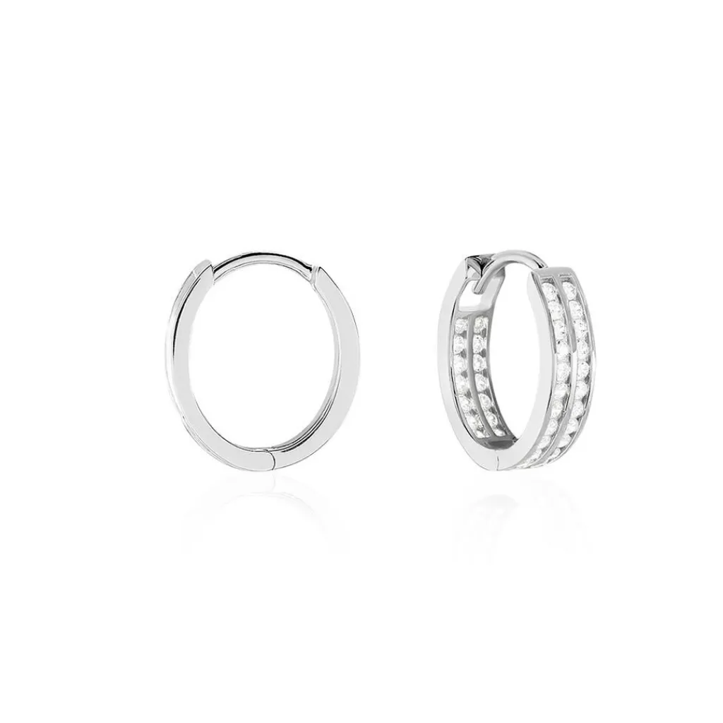 Histoire d'Or Créoles Argent Blanc Taki Oxydes De Zirconium Hot