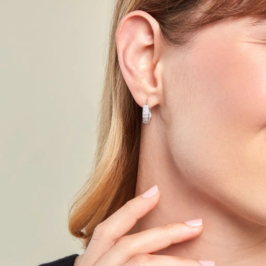 Histoire d'Or Créoles Argent Blanc Taki Oxydes De Zirconium Hot