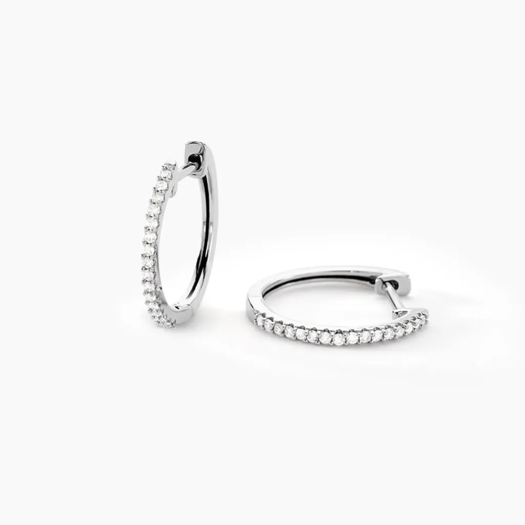 Histoire d'Or Créoles Aryanna Rondes or blanc diamant Clearance