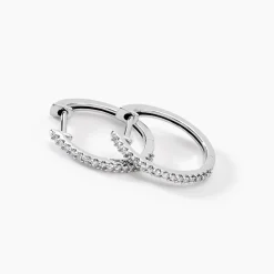 Histoire d'Or Créoles Aryanna Rondes or blanc diamant Clearance