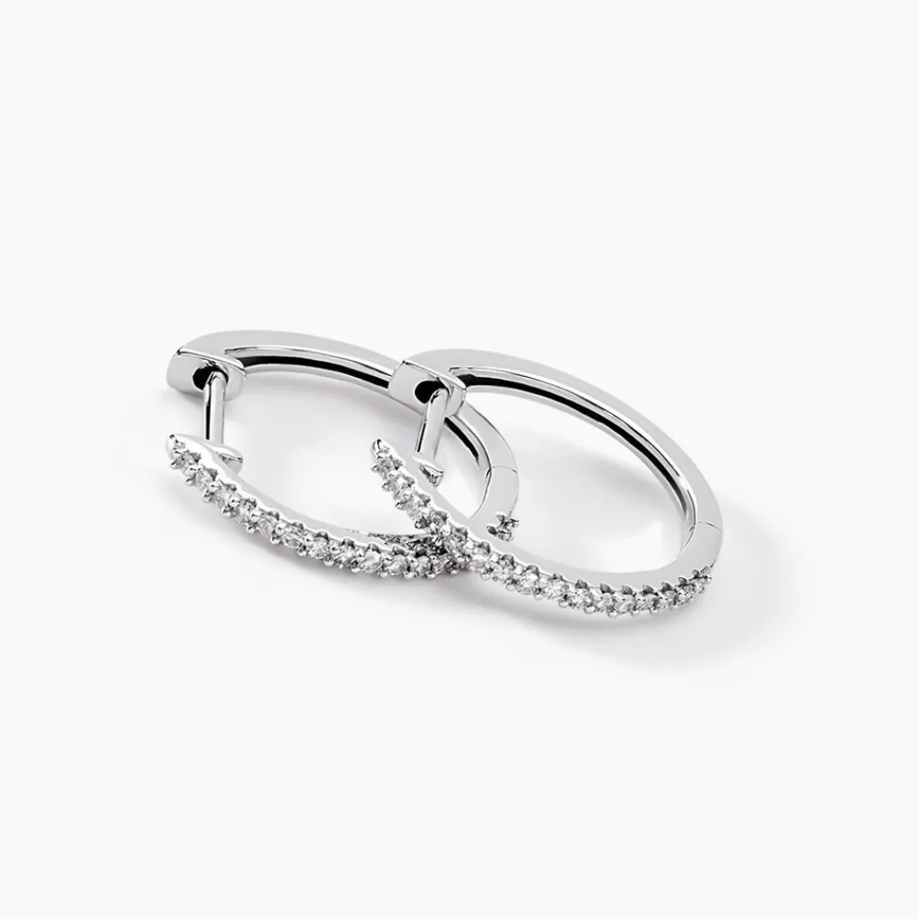 Histoire d'Or Créoles Aryanna Rondes or blanc diamant Clearance