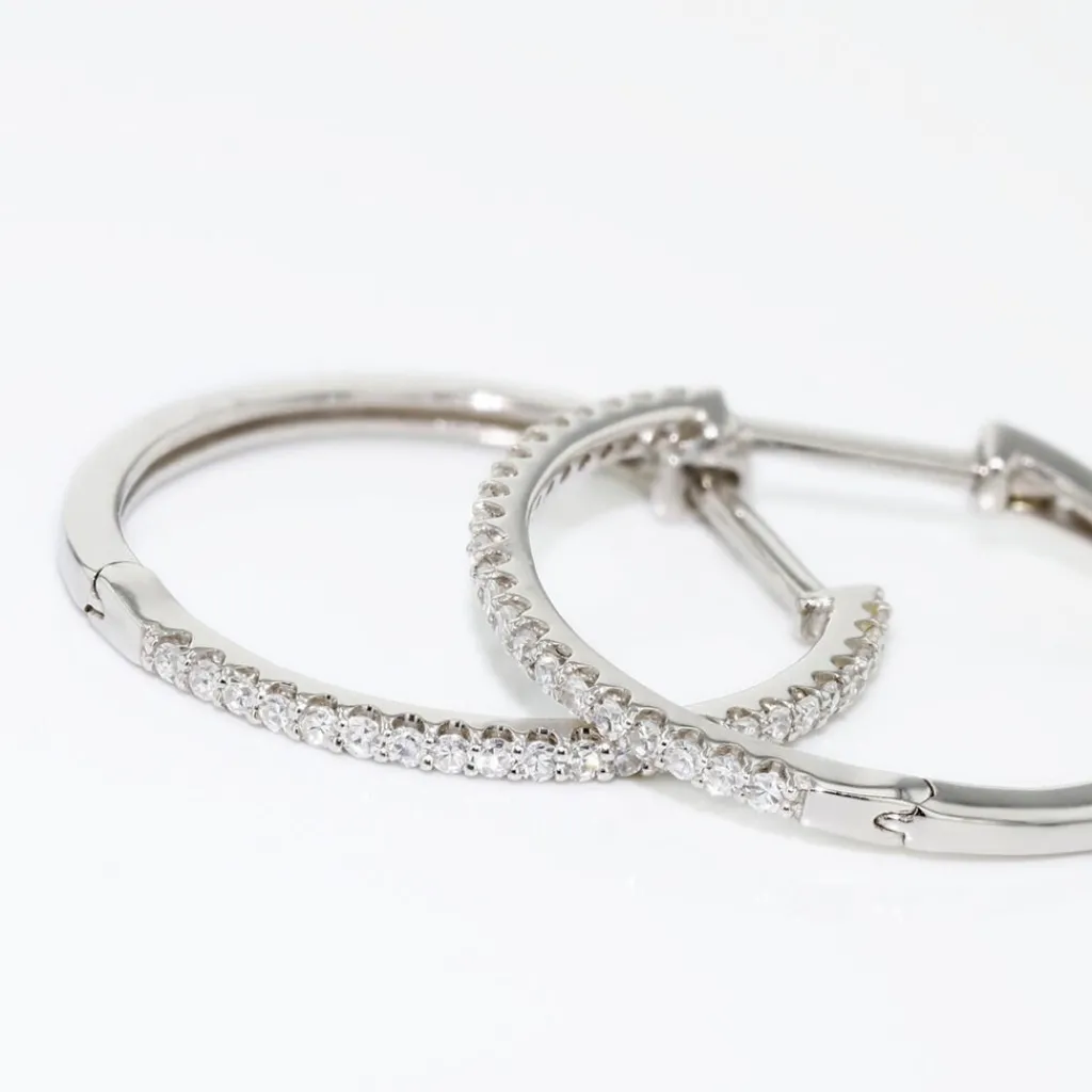 Histoire d'Or Créoles Aryanna Rondes or blanc diamant Clearance