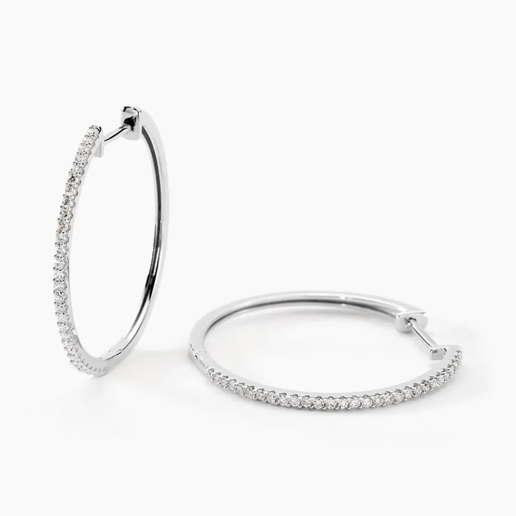 Histoire d'Or Créoles Aryanna Rondes or blanc diamant New