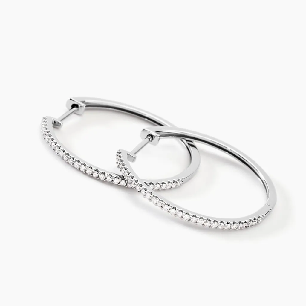 Histoire d'Or Créoles Aryanna Rondes or blanc diamant New