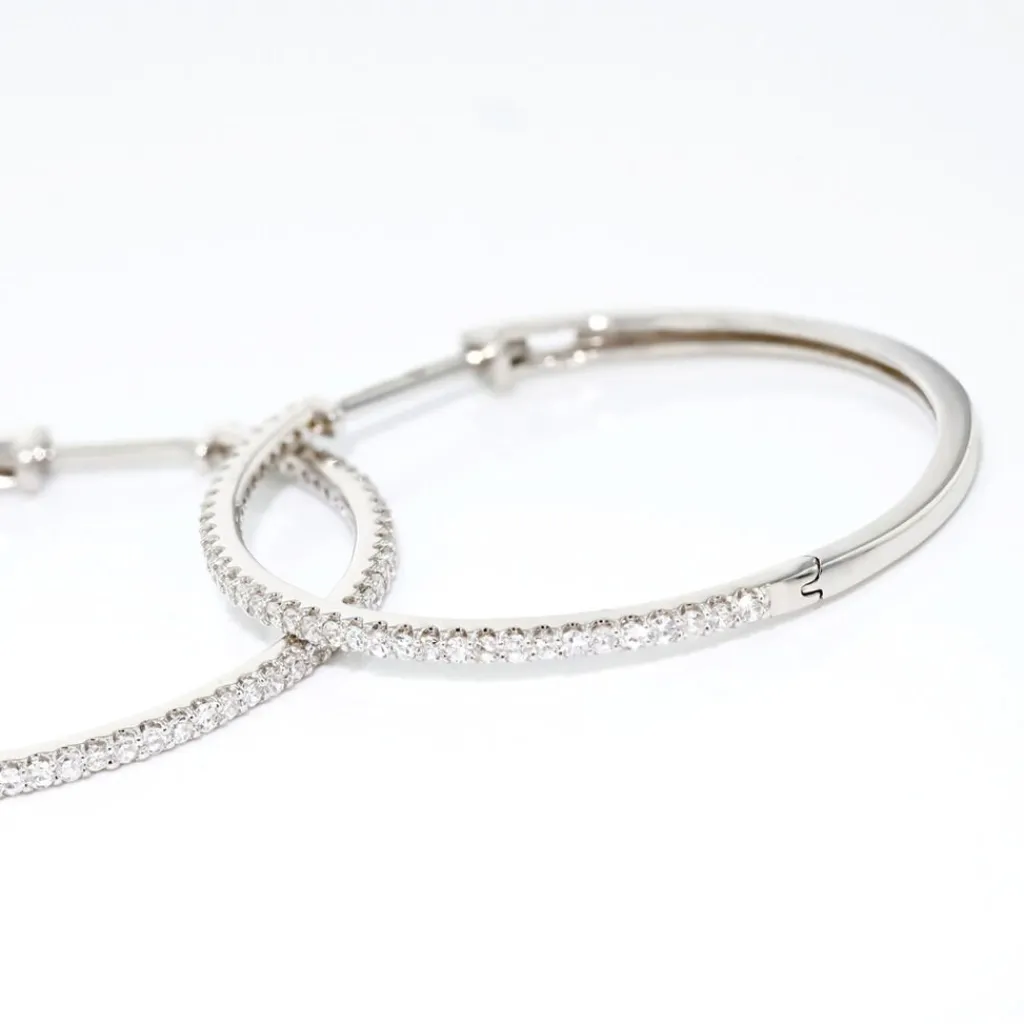 Histoire d'Or Créoles Aryanna Rondes or blanc diamant New