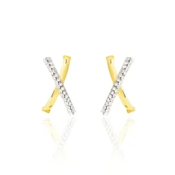 Histoire d'Or Créoles Bleona Croisees Or Jaune Strass Clearance