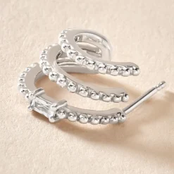 Histoire d'Or Créoles Cailin Argent Blanc Oxyde De Zirconium