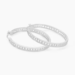 Histoire d'Or Créoles Classique Argent Blanc Django Oxyde De Zirconium New