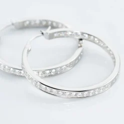 Histoire d'Or Créoles Classique Argent Blanc Django Oxyde De Zirconium New