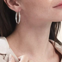 Histoire d'Or Créoles Classique Argent Blanc Django Oxyde De Zirconium New