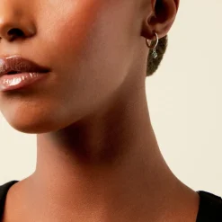 Histoire d'Or Créoles Clova Argent Blanc Pierre De Synthese New