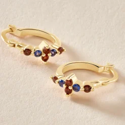 Histoire d'Or Créoles Céphée Plaqué Or Doré Pierres De Synthèses Best