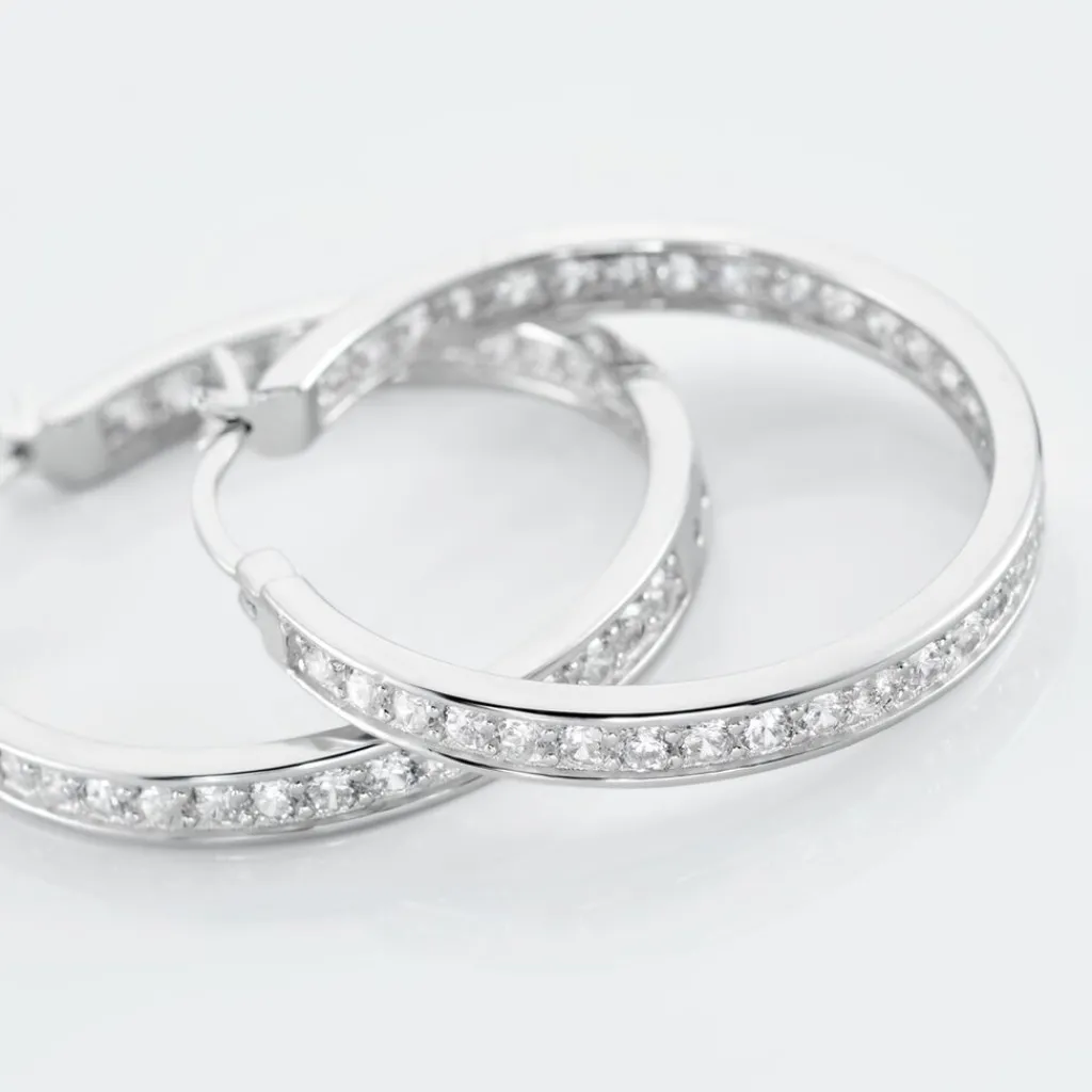 Histoire d'Or Créoles Django Argent Blanc Oxyde De Zirconium Hot