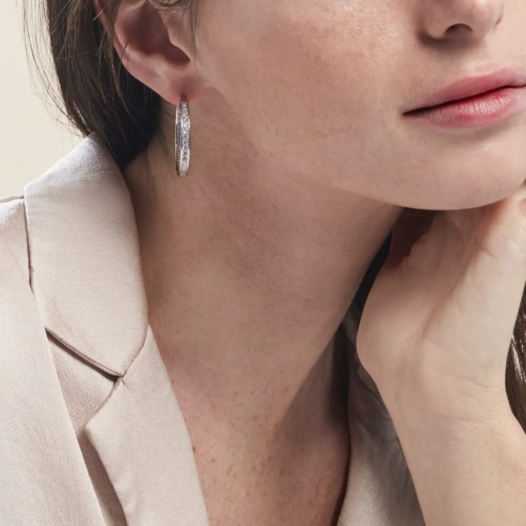 Histoire d'Or Créoles Django Argent Blanc Oxyde De Zirconium Hot