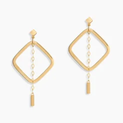 Histoire d'Or Créoles Elyette Carre Ajoure Or Jaune Discount