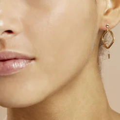 Histoire d'Or Créoles Elyette Carre Ajoure Or Jaune Discount