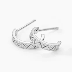 Histoire d'Or Créoles Emaline Argent Blanc Oxyde De Zirconium New