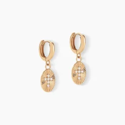 Histoire d'Or Créoles Embrasement Plaqué Or Jaune Oxyde De Zirconium Best