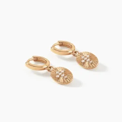 Histoire d'Or Créoles Embrasement Plaqué Or Jaune Oxyde De Zirconium Best